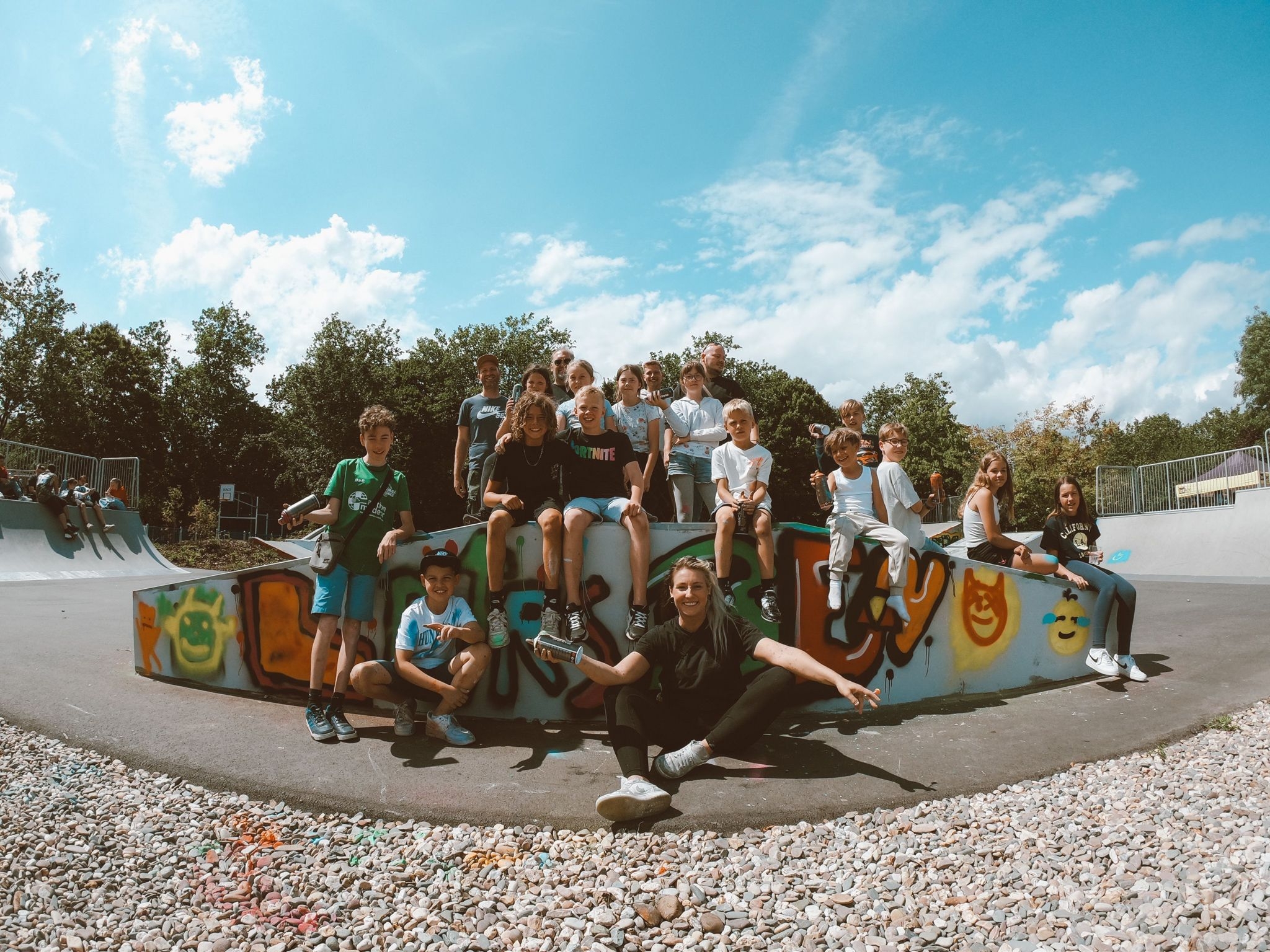 Teilnehmer des Graffiti-Workshops