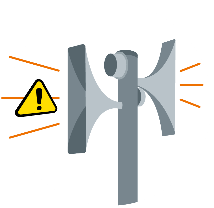 Funktionstest einer neuen Sirenenanlage auf dem Rathaus