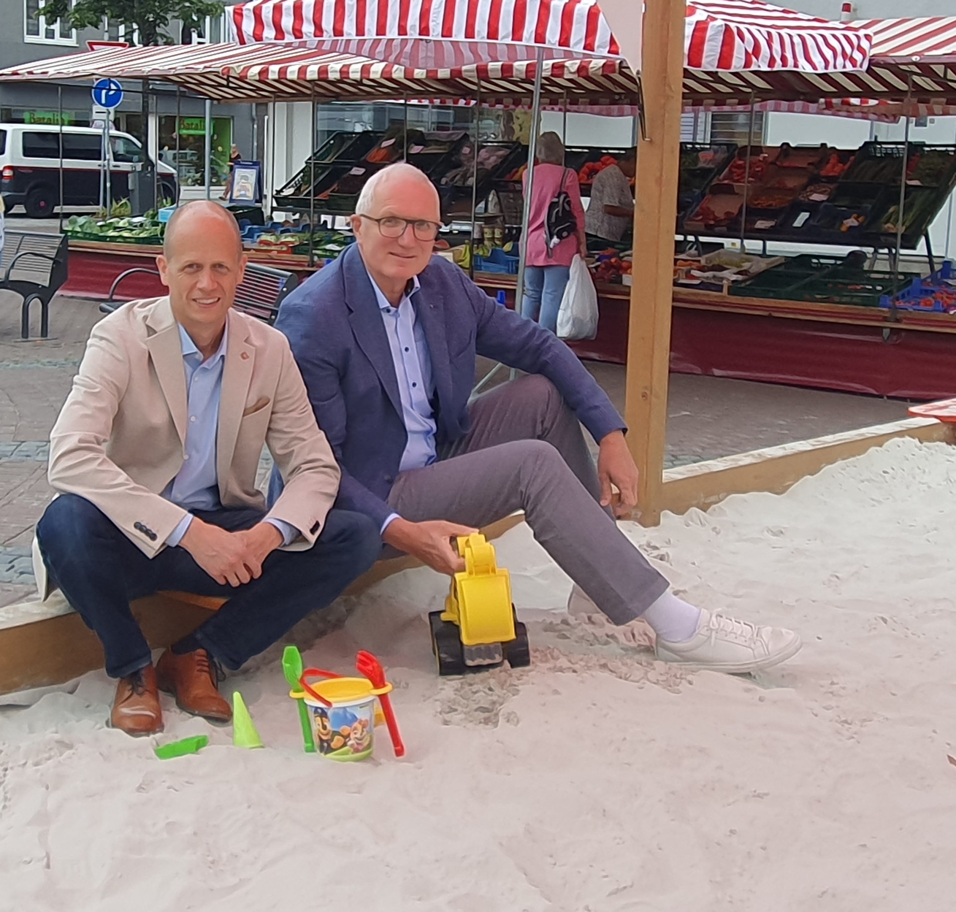 Sandkasten auf dem Heinsberger Marktplatz