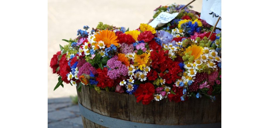 Blumen auf Wochenmarkt