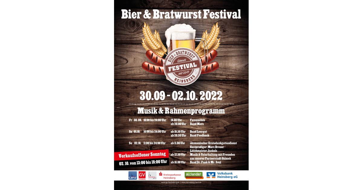 Bier & Bratwurst Festival Stadt Heinsberg