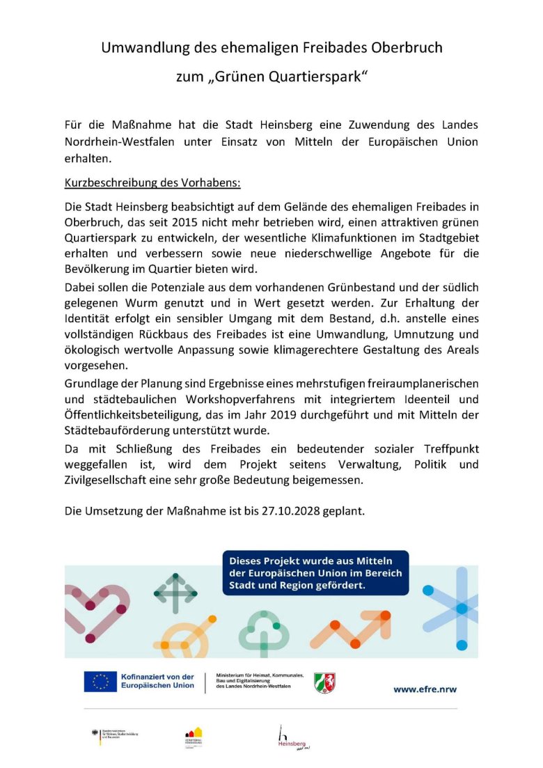 Förderung Umwandlung Freibad Oberbruch